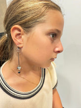 Load image into Gallery viewer, Chanel 08A CC Mother of Pearl Button Drop Dangle Silver Earrings