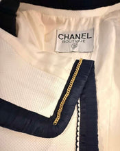 Load image into Gallery viewer, Vintage Chanel 1994 White Black Trim Jacket FR 38/40/42