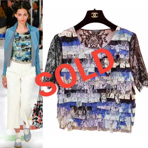 NWT Chanel 16C, 2016 Cruise Resort Paris Seoul Multicolor Lace Top FR 36