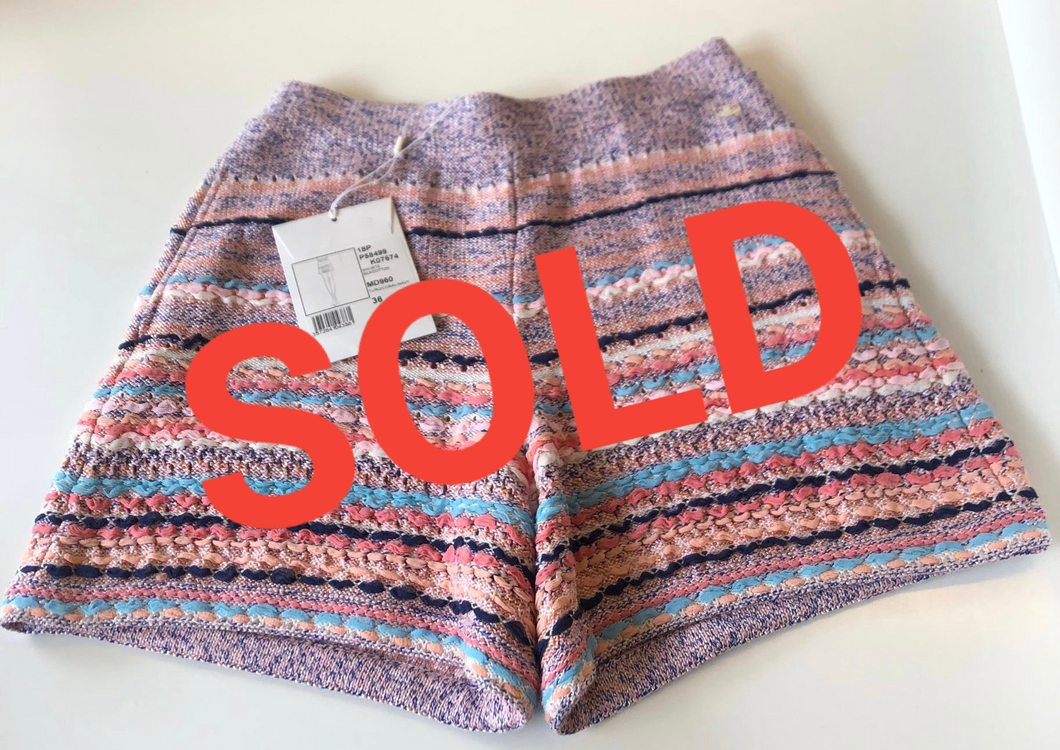 Chanel NWT 18P 2018 Spring Multicolor Stripe Woven Shorts FR 36 US 4/6