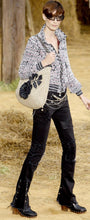 Load image into Gallery viewer, Chanel Runway 12P, 2012 Spring black with leather patchwork Denim Jeans Pants FR 38 US 4