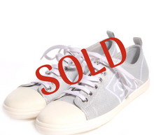 Load image into Gallery viewer, Chanel 10C, 2010 Cruise Resort Silver Metallic Canvas Woven CC Logo Tennis Shoes EU 41 US 10/11