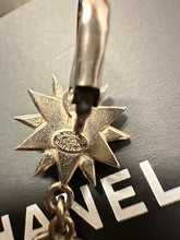 Load image into Gallery viewer, Rare Chanel 15A 2015 Fall Silver Long Star Crystal Dangle Drop Pierced Earrings
