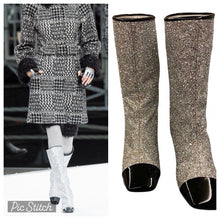 Load image into Gallery viewer, Chanel 17A, 2017 Silver Metallic Glitter Boots EU 41 US 9.5