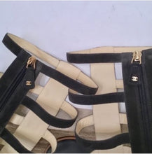 Load image into Gallery viewer, Editing (Elisa Layaway) Chanel Gladiator 15S 2015 Summer Strap Flat Sandal Boots Dark Grey Suede Leather EU 37.5 US 7