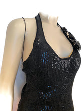 Load image into Gallery viewer, Chanel 08C 2008 Cruise Camellia black sequin top halter blouse FR 36