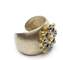 Load image into Gallery viewer, Rare Chanel 03A 2003 Fall brushed gold jeweled cuff bracelet
