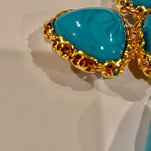 Load image into Gallery viewer, 1989 Collection 28 Large Vintage Chanel CC Turquoise Stone Gold Plated Cross