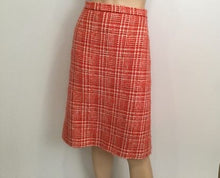 Load image into Gallery viewer, 97P, 1997 Spring Vintage Chanel Boutique Orange Tweed Plaid Wool Skirt US 10
