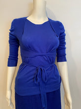 Load image into Gallery viewer, Chanel 04A 2004 Fall Royal Blue Cashmere Sweater Wrap Cardigan Top Blouse FR 38