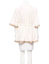 Load image into Gallery viewer, Chanel Swim Robe Ivory Metallic terrycloth Cotton Gold CC Logos 09C Cruise Resort FR 36 US 4/6/8
