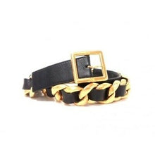 Load image into Gallery viewer, 95A 1995 Fall Vintage Chanel gold chain black leather belt sz 85/34