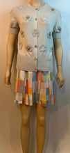 Load image into Gallery viewer, Chanel 17P 2017 Spring Pastel Sea foam Blue Short Sleeved Cashmere Cardigan Sweater Top Metal Lions Heads Blouse FR 36 US 4/6