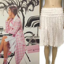 Load image into Gallery viewer, Rare Chanel 04C, 2004 Cruise Resort Ecru Tweed Fringe Skirt FR 38