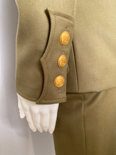 Load image into Gallery viewer, 96A, 1996 Fall Vintage Chanel Rare Military Olive Green Belted Jacket Pant Suit Set FR 36