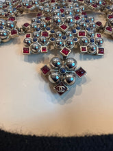 Load image into Gallery viewer, Rare Chanel 16S 2016 Spring Bib Collar Red Blue Gripoix Silver Necklace