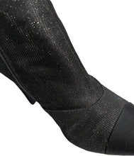 Load image into Gallery viewer, Chanel Black Sparkle Bootie Metal logo Heel Boots EU 38.5 US 8