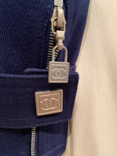 Load image into Gallery viewer, NWT Chanel 05P 2005 Spring short Sporty Navy Blue jacket logo zippers FR 36