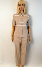 Load image into Gallery viewer, Vintage Chanel 1997 Khaki Blouse Pants Summer Wool Set FR 34