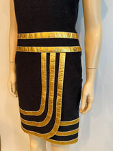 Load image into Gallery viewer, NWT Chanel 19A 2019 Fall Paris Egypt Runway Black Gold Trim Dress FR 34 US 4