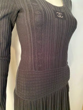 Load image into Gallery viewer, Chanel 05A Black Long Sleeve Ribbed CC Logo Sweater Dress FR 38 US 4/6