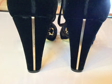 Load image into Gallery viewer, Chanel Black Camellia Flower Velvet Strap Sandal Heels EU 40 US 9.5