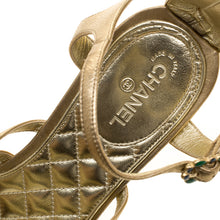 Load image into Gallery viewer, Chanel 15P 2015 Spring Gold Leather Gladiator Strap Sandals with stones EU 39.5