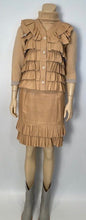 Load image into Gallery viewer, Vintage Chanel 01A, 2001 Fall Ruffle Beige Tan Leather Skirt Vest Dress Suit Set FR 36 US 4/6