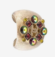 Load image into Gallery viewer, Rare Chanel 03A 2003 Fall brushed gold jeweled cuff bracelet