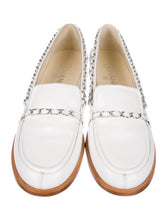 Load image into Gallery viewer, Chanel 10C 2010 Cruise Resort White patent leather chain loafers EU 38 US 7/7.5 Narrow
