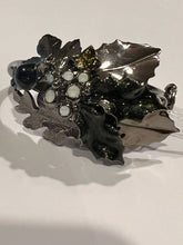 Load image into Gallery viewer, Rare Chanel 05A 2005 Fall Cuff Bracelet Gunmetal with Leaves and Opalescent Stones