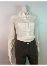 Load image into Gallery viewer, Chanel Vintage White Cotton Pleated Button Down Shirt Top Blouse Size 2