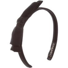 Load image into Gallery viewer, Chanel Black Satin Bow HeadBand Hair Accessory
