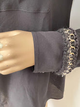 Load image into Gallery viewer, Chanel 11A, 2011 Fall black Blouse top w chain tweed trim FR 42 US 8