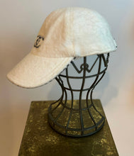 Load image into Gallery viewer, Chanel White CC Terry Cloth Cotton Baseball Cap Hat Size Medium