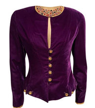 Load image into Gallery viewer, Rare 93P, 1993 Spring Vintage Chanel purple velvet jacket FR 36 US 2/4