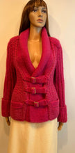 Load image into Gallery viewer, Chanel 2009 Pink Wool Mohair Buckle Sweater Cardigan FR 36 US 4/6/8