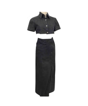 Load image into Gallery viewer, Rare Chanel 2006 Spring Cotton Denim crop top skirt set US 4