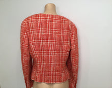 Load image into Gallery viewer, 97P, 1997 Spring Chanel Vintage Orange Plaid Tweed Blazer Dress Jacket US 10