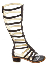 Load image into Gallery viewer, Editing (Elisa Layaway) Chanel Gladiator 15S 2015 Summer Strap Flat Sandal Boots Dark Grey Suede Leather EU 37.5 US 7