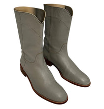 Load image into Gallery viewer, Chanel 13C 2013 Cruise Grey Leather Western Boots Large CC Logo EU 40.5 US 9.5