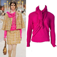 Load image into Gallery viewer, Chanel 2012 Fall 12A Pink Fuchsia Sweater w attached Scarf FR 34