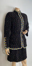 Load image into Gallery viewer, 1980’s Collection 23 Chanel Black Multicolor Confetti Jacket Skirt Suit Set US 8/10