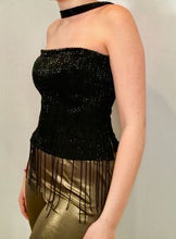 Load image into Gallery viewer, Vintage Chanel 00A, 2000 Fall Autumn Black Tassel Beaded Tube Camisole Top Blouse FR 40 US 4
