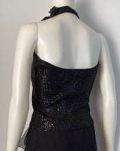 Load image into Gallery viewer, Chanel 08C 2008 Cruise Camellia black sequin top halter blouse FR 36