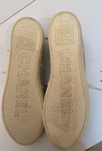 Load image into Gallery viewer, Chanel 10C, 2010 Cruise Resort Silver Metallic Canvas Woven CC Logo Tennis Shoes EU 41 US 10/11
