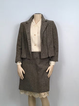 Load image into Gallery viewer, Chanel Vintage 03A, 2003 Fall Autumn Brown Tweed Lace Jacket Blazer Skirt Suit Set FR 48 US 14/16