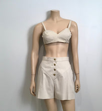 Load image into Gallery viewer, 1980 Vintage Chanel Khaki Safari Shorts Cropped Bra Top Jacket Cotton Extremely Rare 3 Piece Set US 4/6