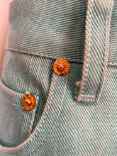 Load image into Gallery viewer, 92P, 1992 Spring Chanel Green Denim 2 piece Jacket Pant Suit Oversized FR 34 US 4/6/8