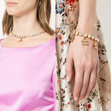 Load image into Gallery viewer, 96P, 1996 Spring RARE Chanel Vintage Gold Metal Crystals CC Bracelet Necklace Set